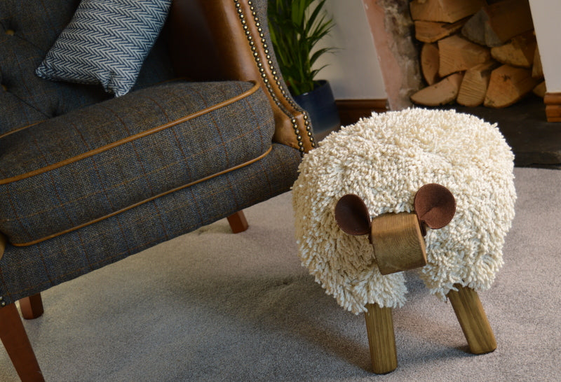 Dark Grey Ewemoo Sheep Footstool