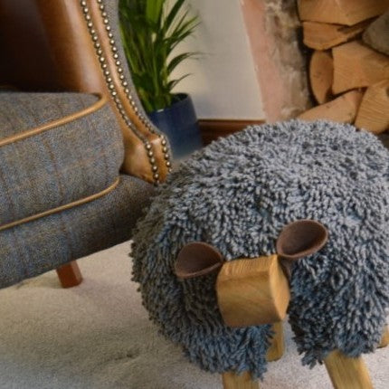 Dark Grey Ewemoo Sheep Footstool
