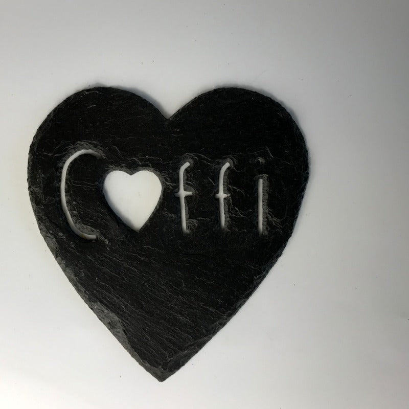 Large Heart Coffi Slate Coaster