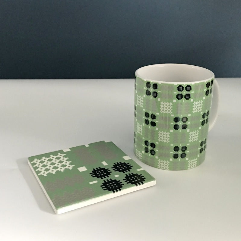 Welsh Tapestry Mugs & Coaster Set