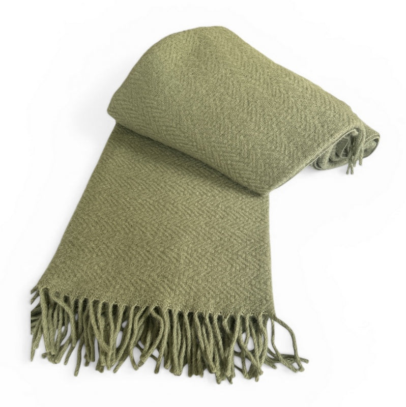 Olive Green Tweed Mill Throw