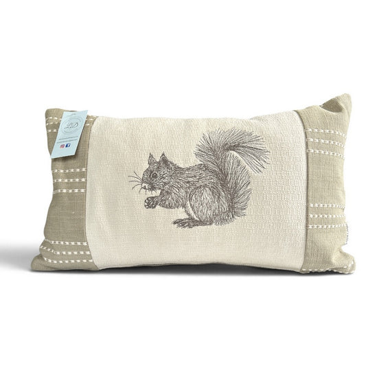 Soft Green & Cream Squirrel Cushion