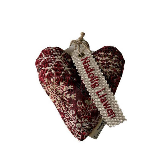 Nadolig Llawen Red Heart Hanging Cushion