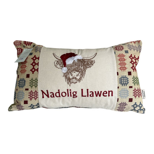 Christmas Highland Cow Long Cushion