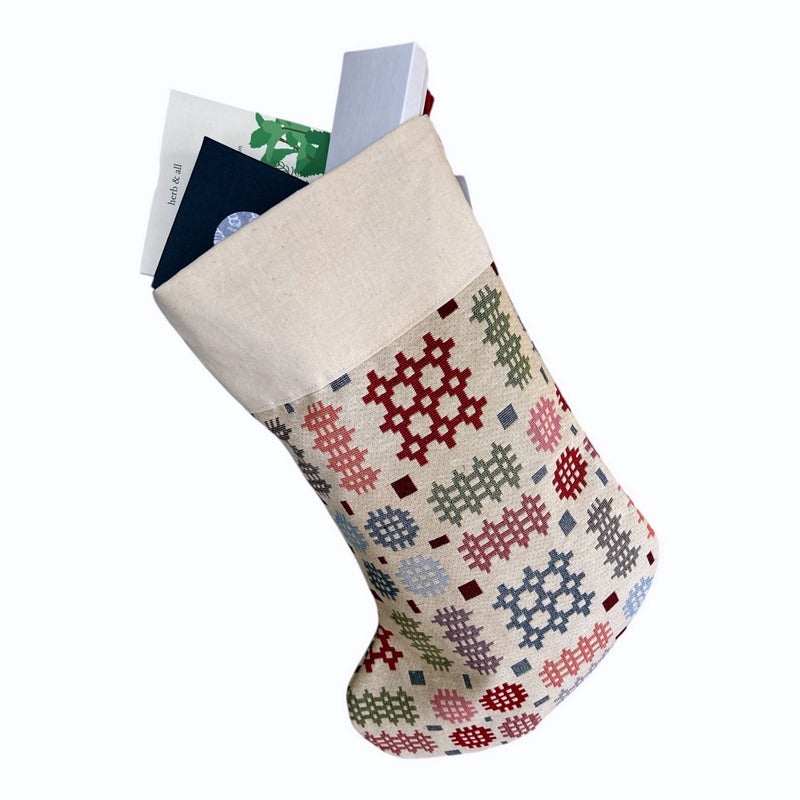 Cream Welsh Tapestry Christmas Stocking