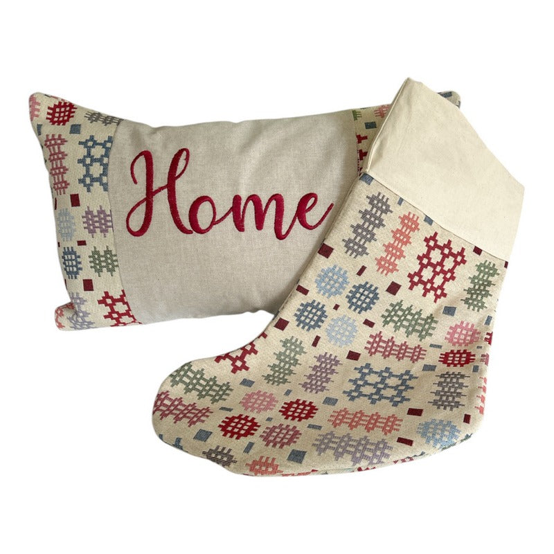 Cream Welsh Tapestry Christmas Stocking