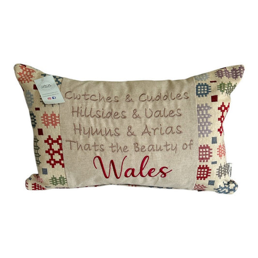 Cwtch & Cuddles Cream Tapestry Long Cushion