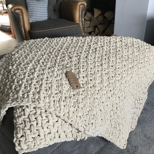 Beige Crochet Throw