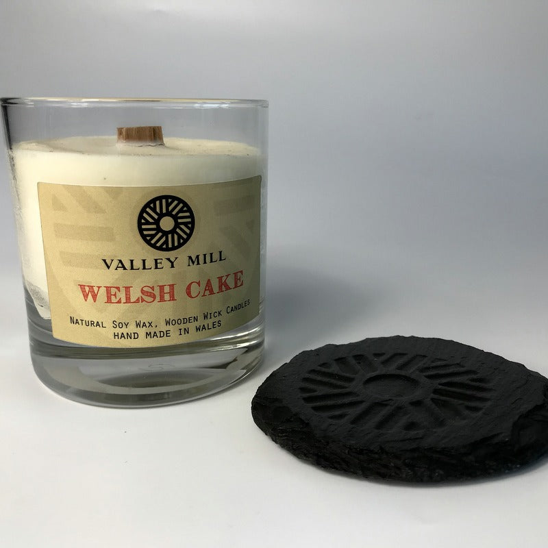 Welsh Cake Soya Candle with Slate Coaster