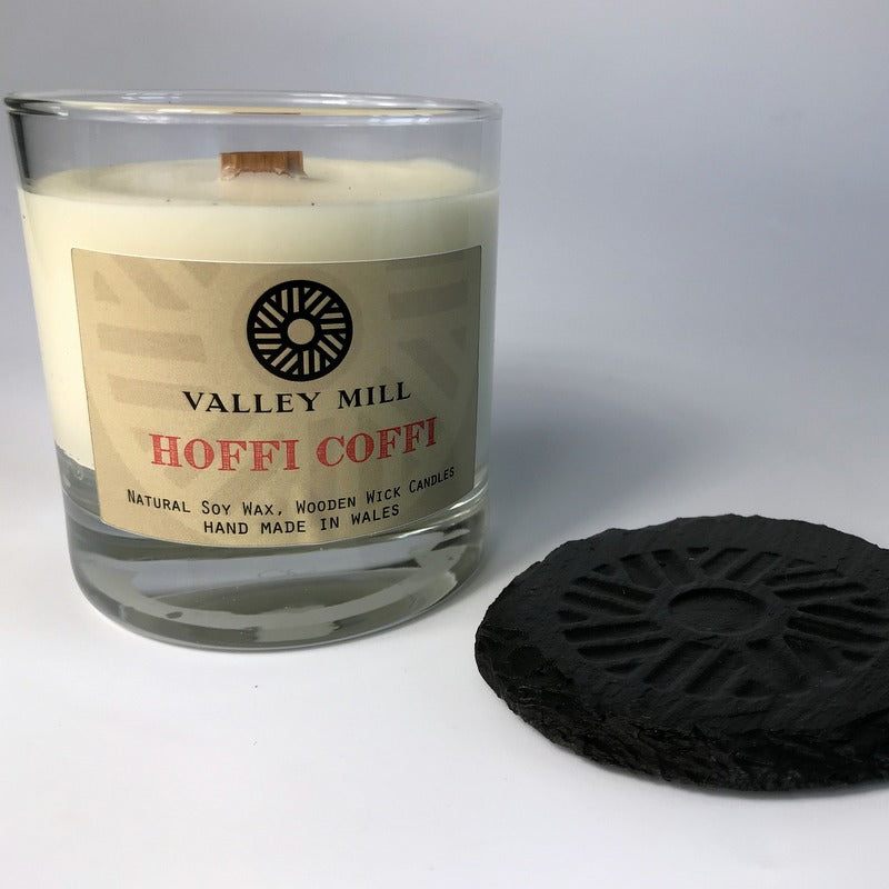 Hoffi Coffi Soya Candle with Slate Coaster