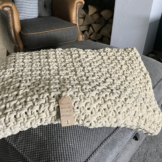 Beige Crochet Throw